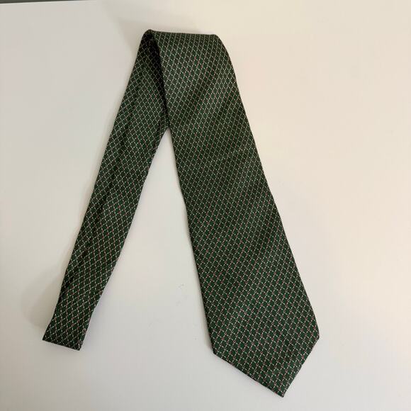 LRL Ralph Lauren Necktie Tie Mens 59" Classic Green Geometric Silk Designer USA - Picture 2 of 7